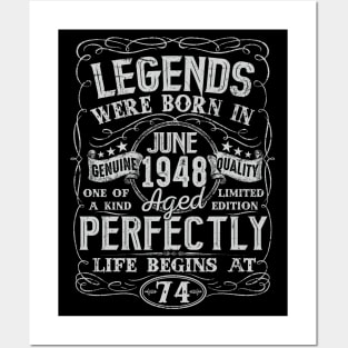 74th Birthday Vintage Legend Were Bon in June 1948 74 Years Posters and Art